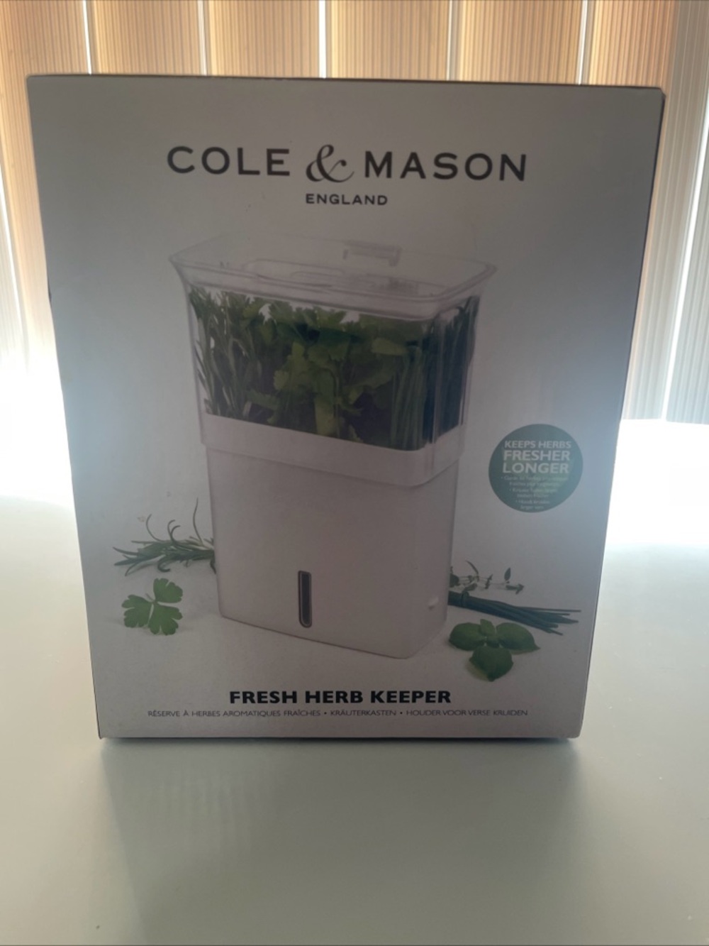 Brand New Cole & Mason Fresh Herb Keeper Acrylic Refrigerator Storage Container